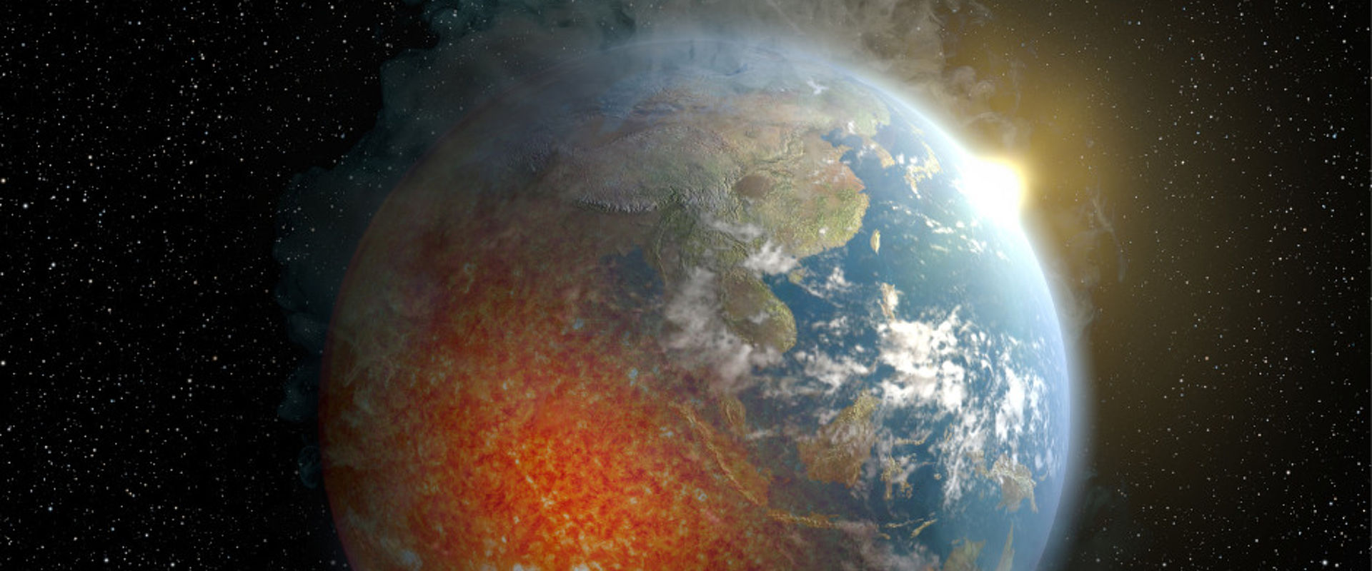 Planet earth overheating because of global warming and the greenhouse picture id944879710