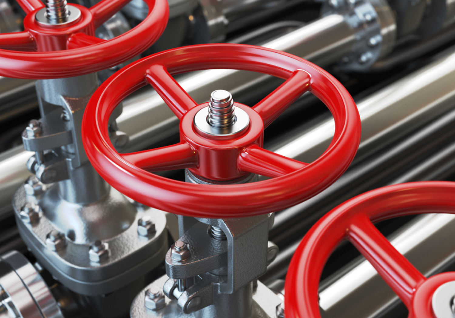 Image showing Oil or gas pipe line valves
